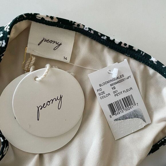 Peony Petite Fleur Tie Side Pant Bikini Swim Bottoms Black Floral 14 or US 10 - Picture 7 of 11